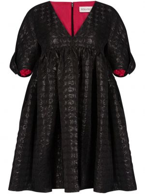 Pikčasta obleka iz žakarda Nina Ricci črna