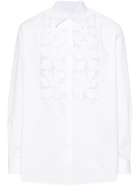 Pamučna dugačka košulja s cvjetnim printom Valentino Garavani bijela