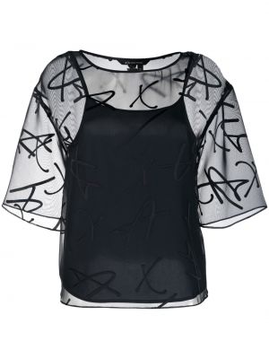 Прозрачна блуза с принт Armani Exchange черно