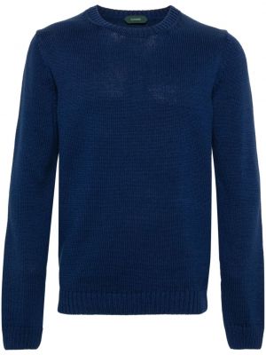 Bombažni pulover Zanone modra