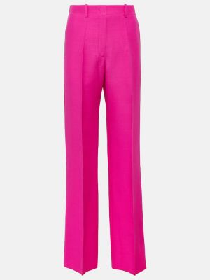 Vlněné rovné kalhoty relaxed fit Valentino růžové