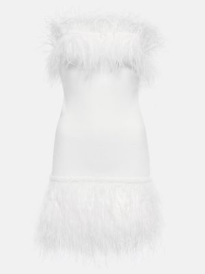 Mini vestido con plumas de plumas Staud blanco