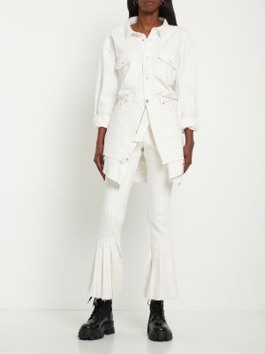 Jeans large plissées Sacai blanc