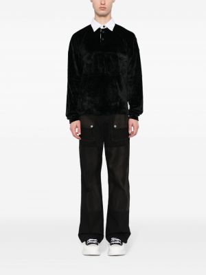 Veliūrinis siuvinėtas polo marškinėliai Gcds juoda