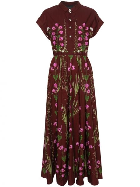 Raštuotas gėlėtas suknele Giambattista Valli ruda