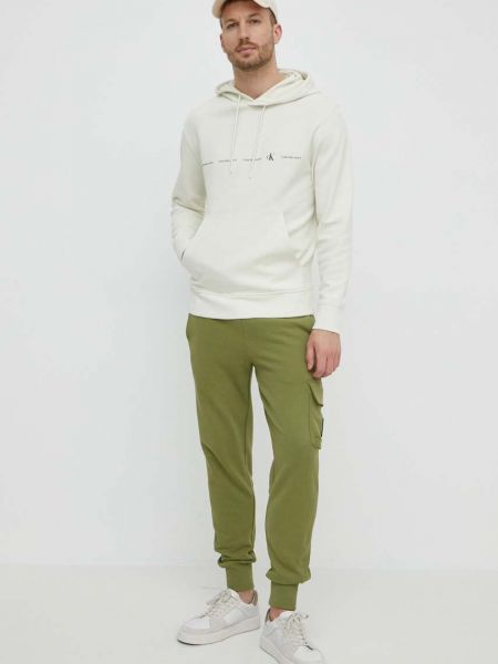 Spodnie sportowe bawełniane Calvin Klein Jeans zielone