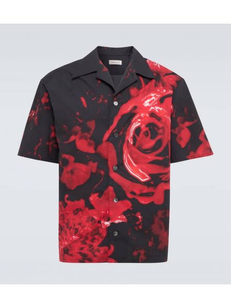 Floral bomull skjorte Alexander Mcqueen svart