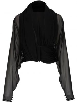Svilena bluza Saint Laurent črna