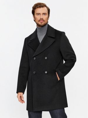 Μάλλινο παλτό χειμωνιάτικο Guess μαύρο