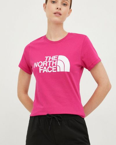 Памучна тениска The North Face виолетово