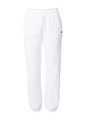 Bavlnené teplákové nohavice s výšivkou s vysokým pásom Champion Authentic Athletic Apparel - biela
