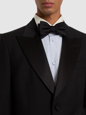 Cravată cu funde de mătase cu funde Gucci negru