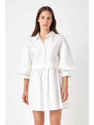 Платье-рубашка с пышными рукавами English Factory белое