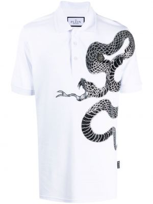 Поло тениска със змийски принт Philipp Plein бяло