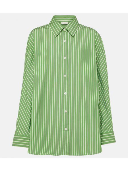 Pruhovaná bavlnená košeľa Dries Van Noten zelená