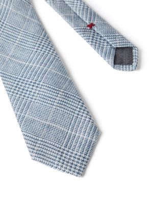 Kostkovaná hedvábná lněná kravata Brunello Cucinelli
