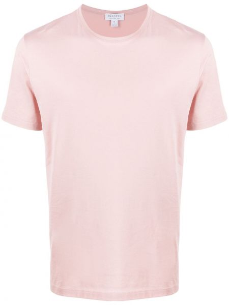 Тениска с кръгло деколте Sunspel розово