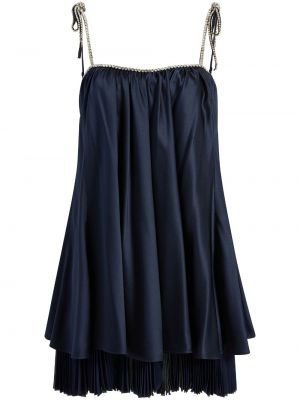 Modré hedvábné mini šaty Cinq A Sept