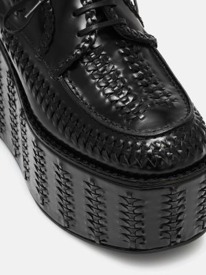 Pantofi brogue din piele cu platformă împletite Prada negru