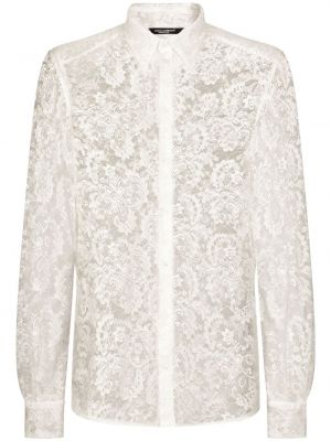 Nėriniuota skaidri marškiniai Dolce & Gabbana balta