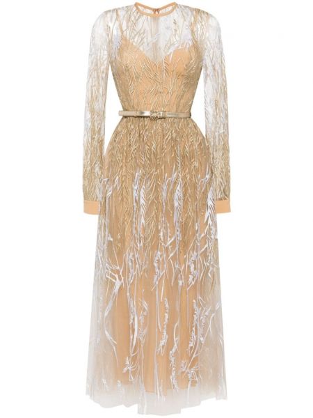 Midi elbise Elie Saab altın