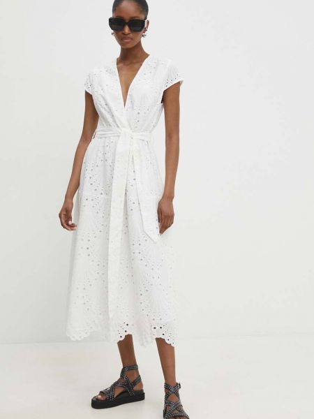 Pamučna midi haljina Answear Lab bijela