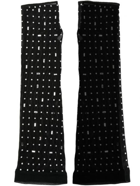 Γάντια από διχτυωτό με πετραδάκια Atu Body Couture μαύρο