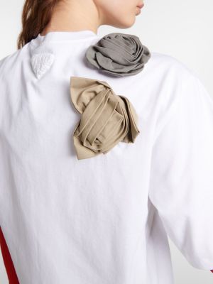 Βαμβακερή μπλούζα από ζέρσεϋ Prada λευκό