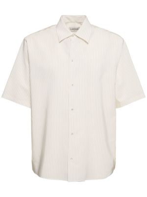 Dryžuota medvilninė šilkinė marškiniai Lanvin smėlinė