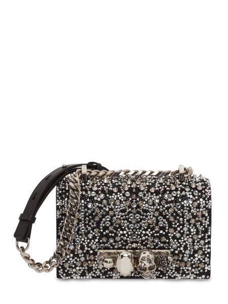 Lær mini bag Alexander Mcqueen svart