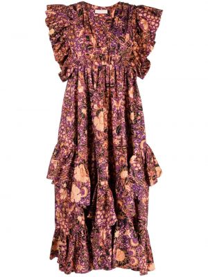 Květinové šaty s potiskem Ulla Johnson hnědé