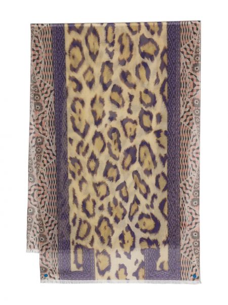 Echarpe en soie à imprimé à imprimé léopard Pierre-louis Mascia beige