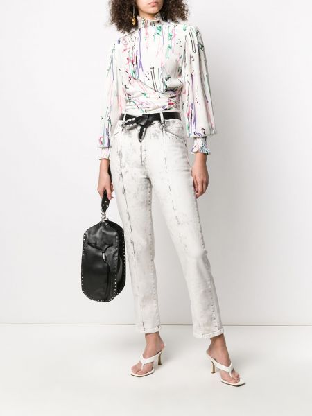 Blusa con estampado con estampado abstracto Isabel Marant blanco