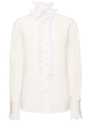 Βαμβακερή μπλούζα με βολάν Philosophy Di Lorenzo Serafini λευκό