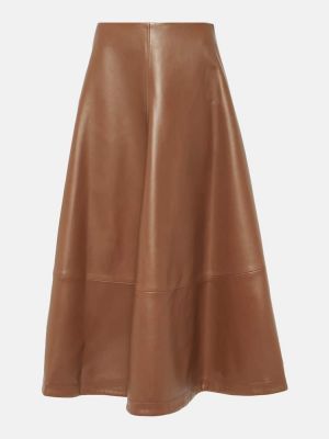 Falda midi de cuero Altuzarra marrón
