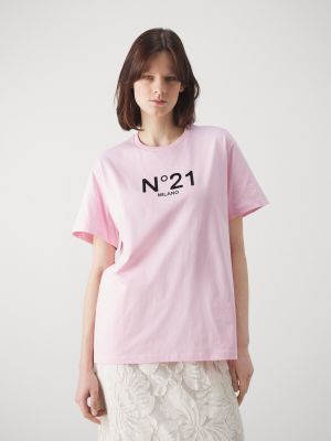 Футболка с принтом N21 розовая