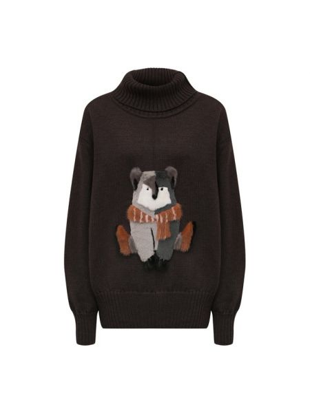 Шерстяной свитер из меховой отделкой Color Temperature - Коричневый