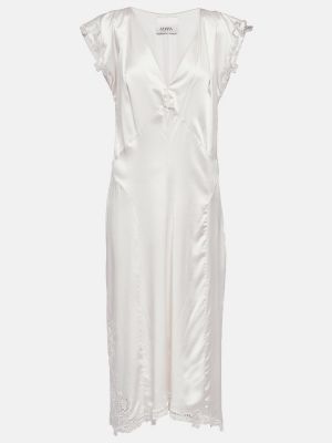 Hedvábné midi šaty Isabel Marant bílé