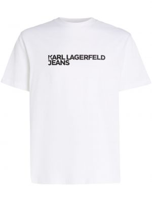 Mustriline puuvillased t-särk Karl Lagerfeld Jeans valge