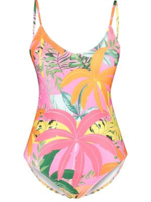 Bikini z otwartymi plecami z dekoltem w serek w tropikalny nadruk Trendyol