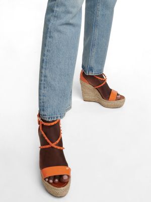 Sandale cu pană Christian Louboutin portocaliu