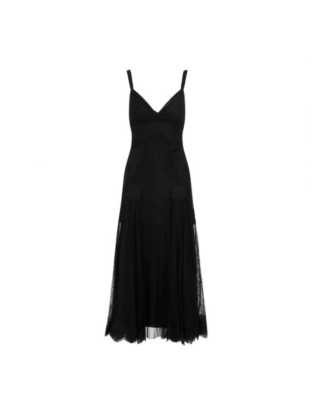 Sukienka długa z dekoltem w serek koronkowa Dolce And Gabbana czarna
