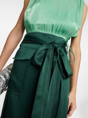 Midi sukně s vysokým pasem Victoria Beckham zelené