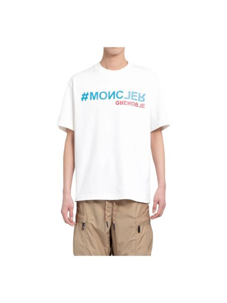 Biała koszulka z nadrukiem Moncler