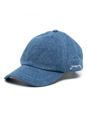 Haftowana czapka z daszkiem Jacquemus niebieska
