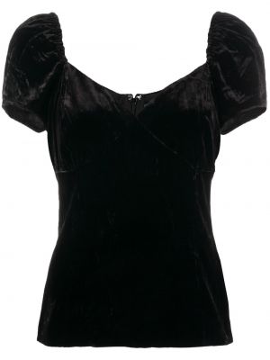 Велур блуза Polo Ralph Lauren черно