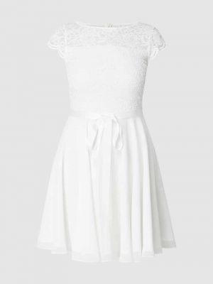 Sukienka na ramiączkach szyfonowa koronkowa Swing biała