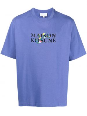 Bavlnené tričko s potlačou Maison Kitsuné fialová