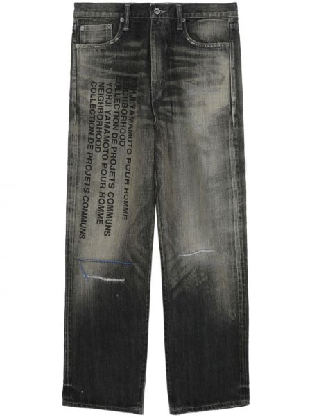 Traperice ravnih nogavica s printom Yohji Yamamoto crna