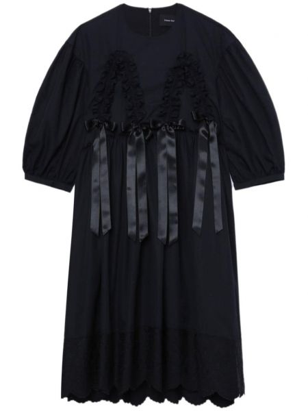 Černé midi šaty s mašlí Simone Rocha